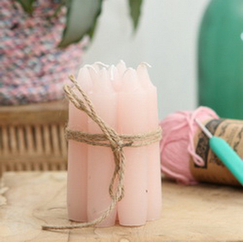 Ideas 4 Seasons Taper candle h.11 cm white pink set 7