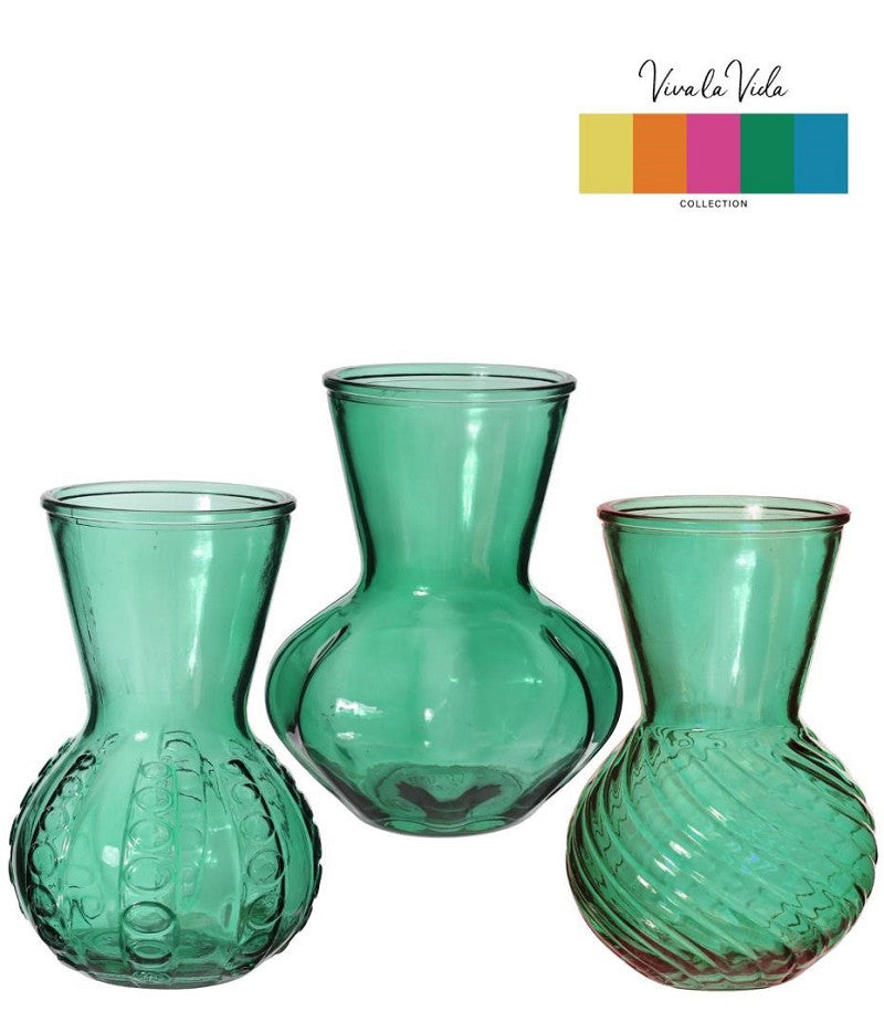 Vase Kristal 3 ass. Ø13 h.18 cm smaragd