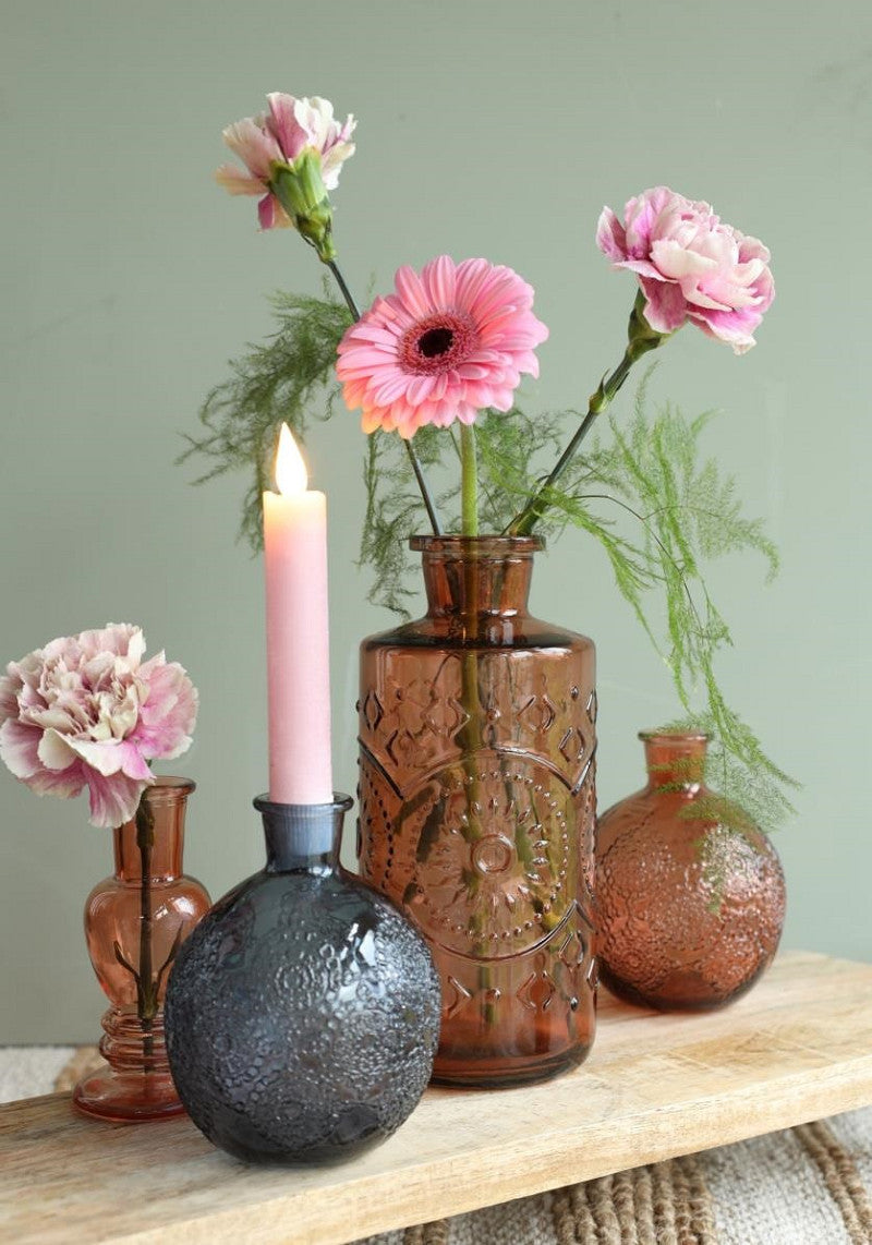 Venice vase candle h.11,3 Ø5 amber 2 ass.