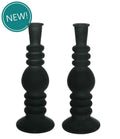 Florence Candle Vase velvet flock h.23 Ø9 cm black