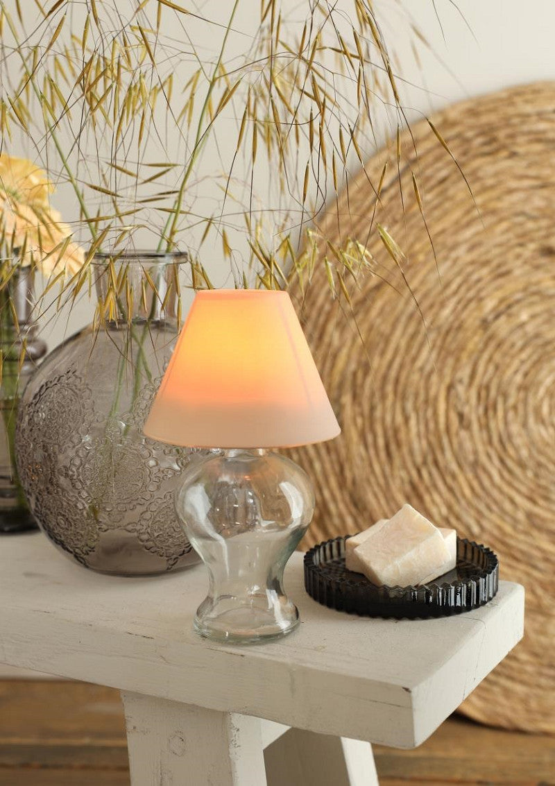 Glass lamp Amber for tealight Ø9 h.16 cm clear-beige
