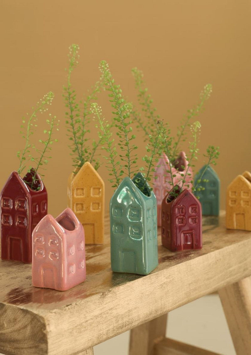 Flowervase house Amsterdam vintage chic 4 ass colour l.3 w.3 h.8 cm