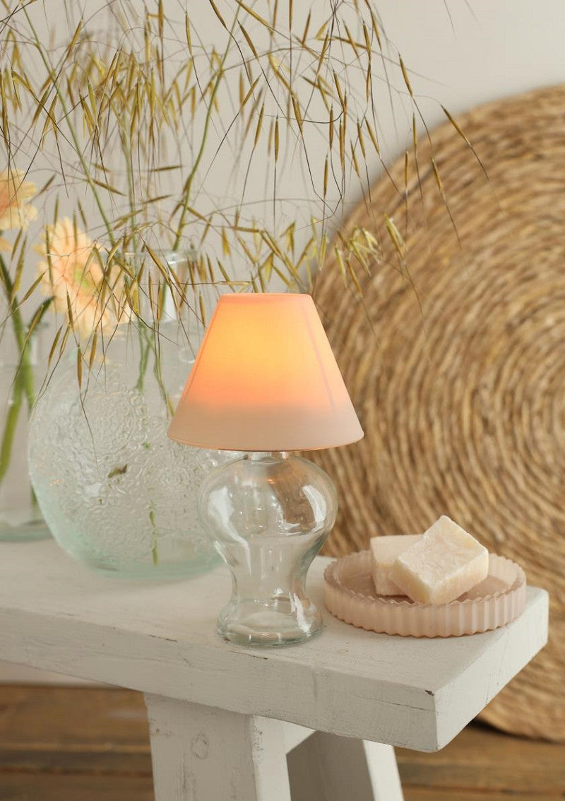 Glass lamp Amber for tealight Ø9 h.16 cm clear-beige