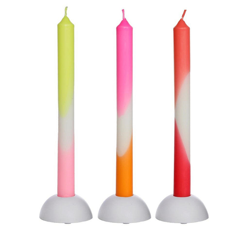 Dip Dye candle h.24 Ø2.2 cm set 3 pink-orange-red-yellow
