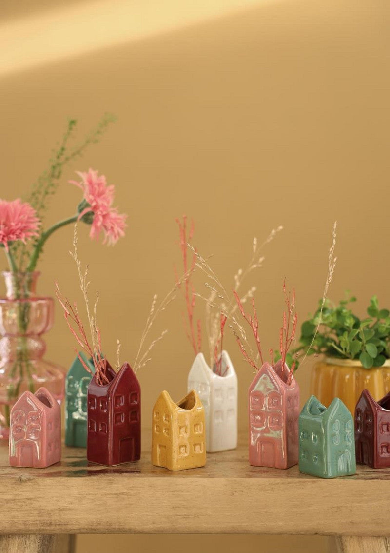 Flowervase house Amsterdam vintage chic 4 ass colour l.3 w.3 h.8 cm