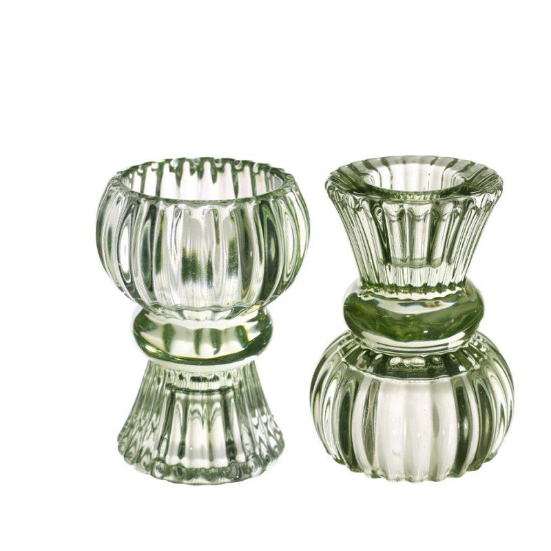 Duo candle holder Nora Ø6 x h.8 cm light green