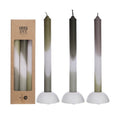 Dip Dye candle h.24 Ø2.2 cm set 3 olive-sage