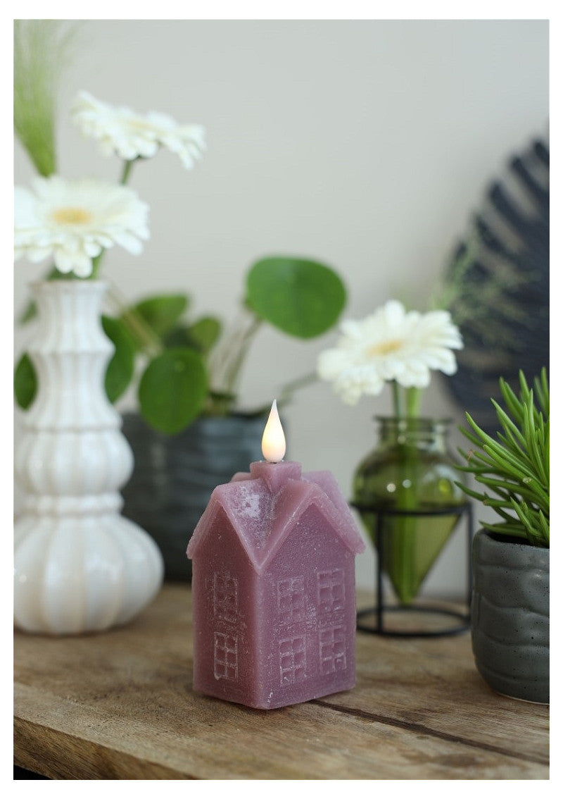 LED wax house l.6,3 w.5 h.12 cm mauve