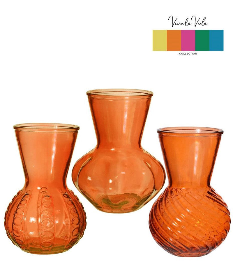 Vase Kristal 3 ass. Ø13 h.18 cm orange