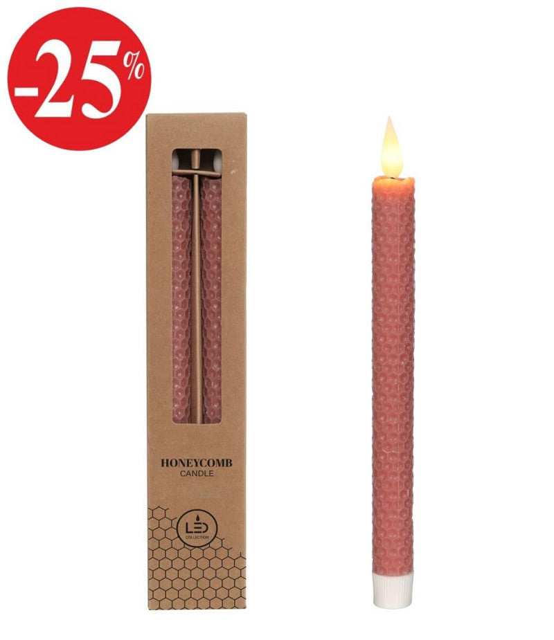 LED honeycomb candle set/2 Ø2.2 h. 25cm Black w. timer