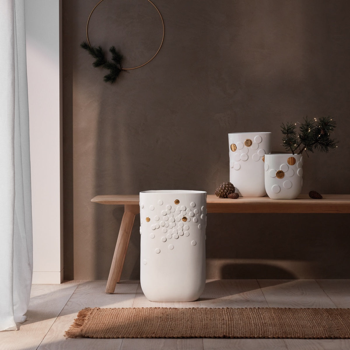 Rader Vase golden Dot 19x12x21.5cm