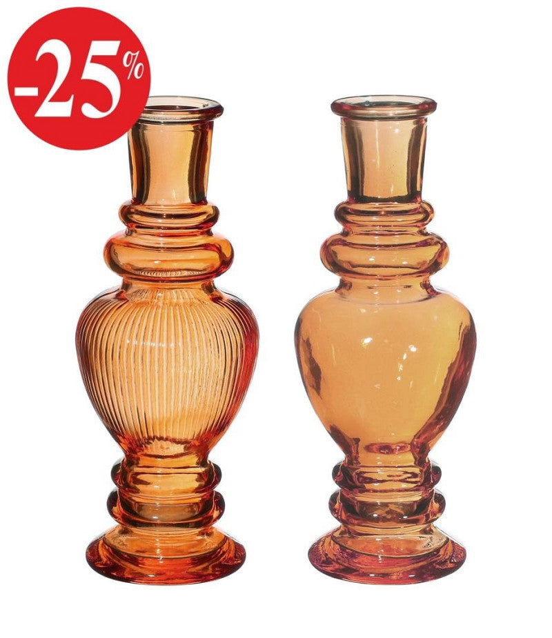 Venice vase candle h.15,5 Ø5,7 amber 2 ass.