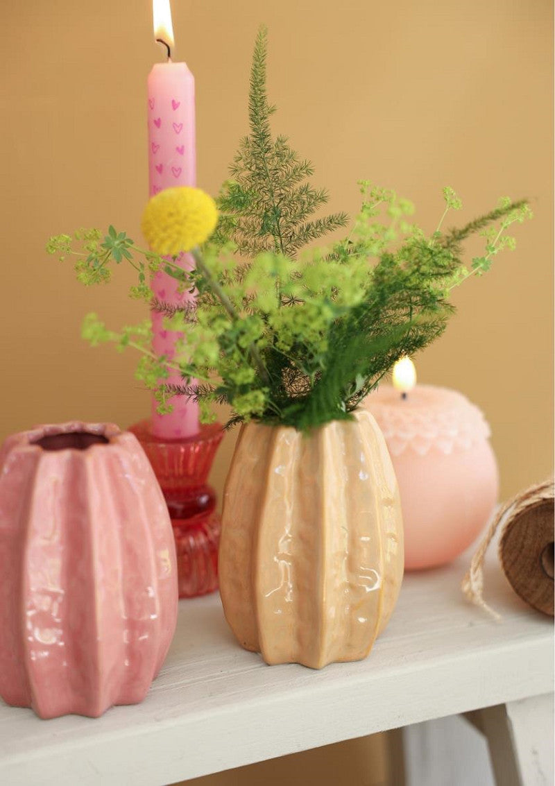 Carambola Vase Ø8,5 x h.11 cm 2 ass pink/clay