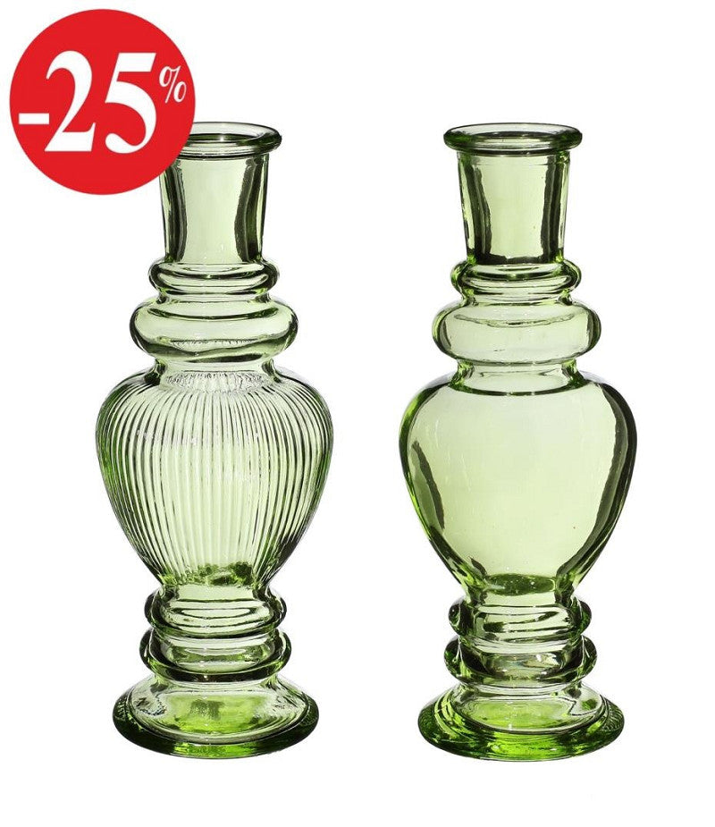 Venice vase candle h.15,5 Ø5,7 light green 2 ass.
