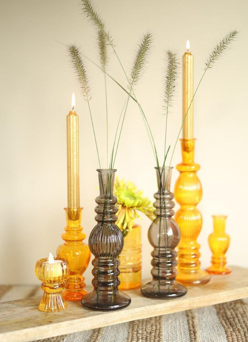 Florence vase candle h.23 Ø8,5 ocre 2 ass.