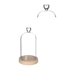 Bell jar heart wood base Ø10 h.18 cm