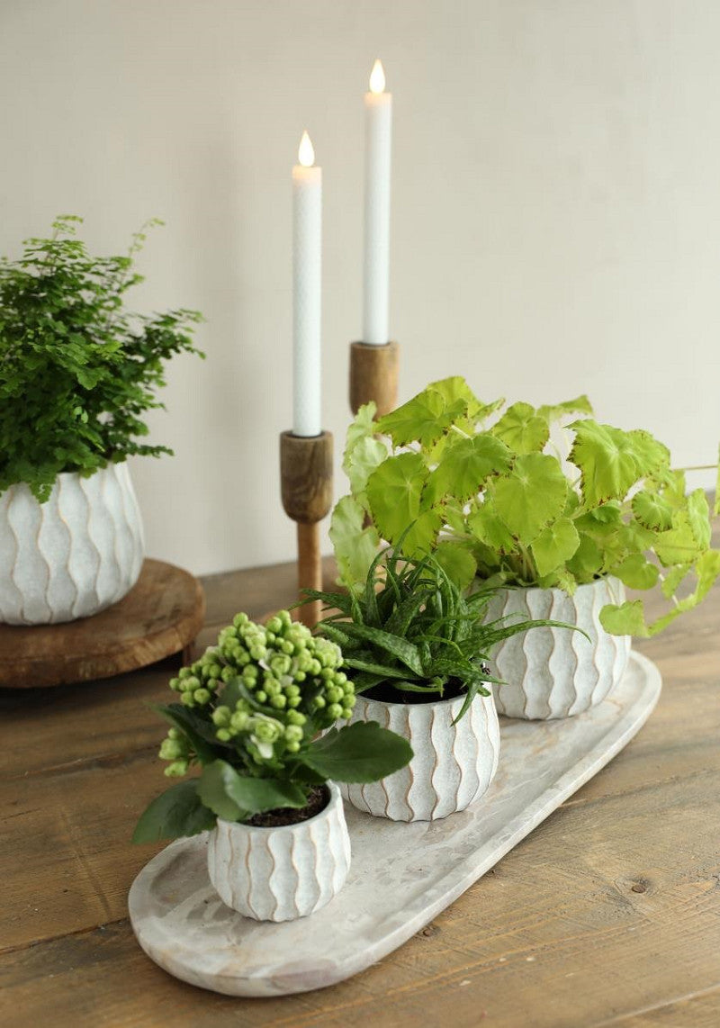 Wave pot cement Ø14,5 h.11 cm creme gold