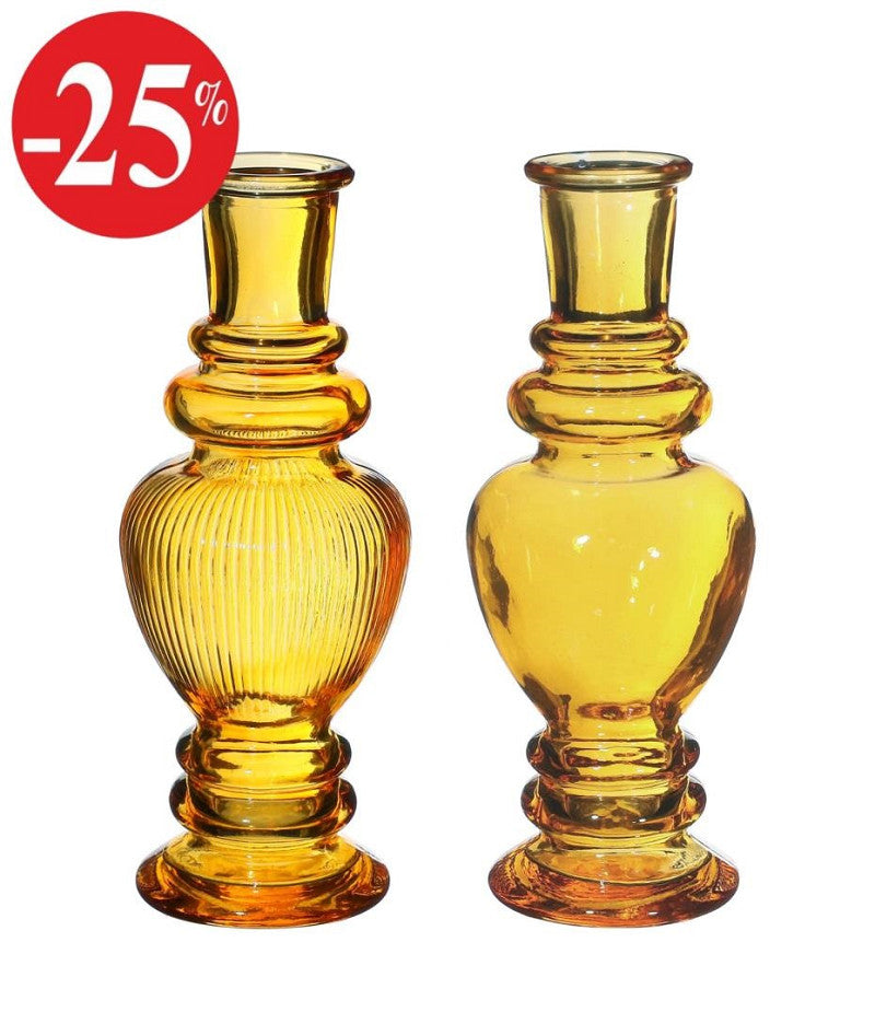 Venice vase candle h.15,5 Ø5,7 ocre 2 ass.