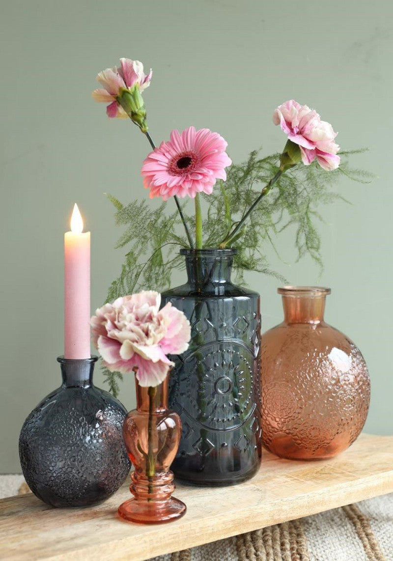 Venice vase candle h.11,3 Ø5 amber 2 ass.