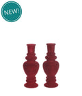 Venice Candle Vase velvet flock h.16 Ø6 cm cherry