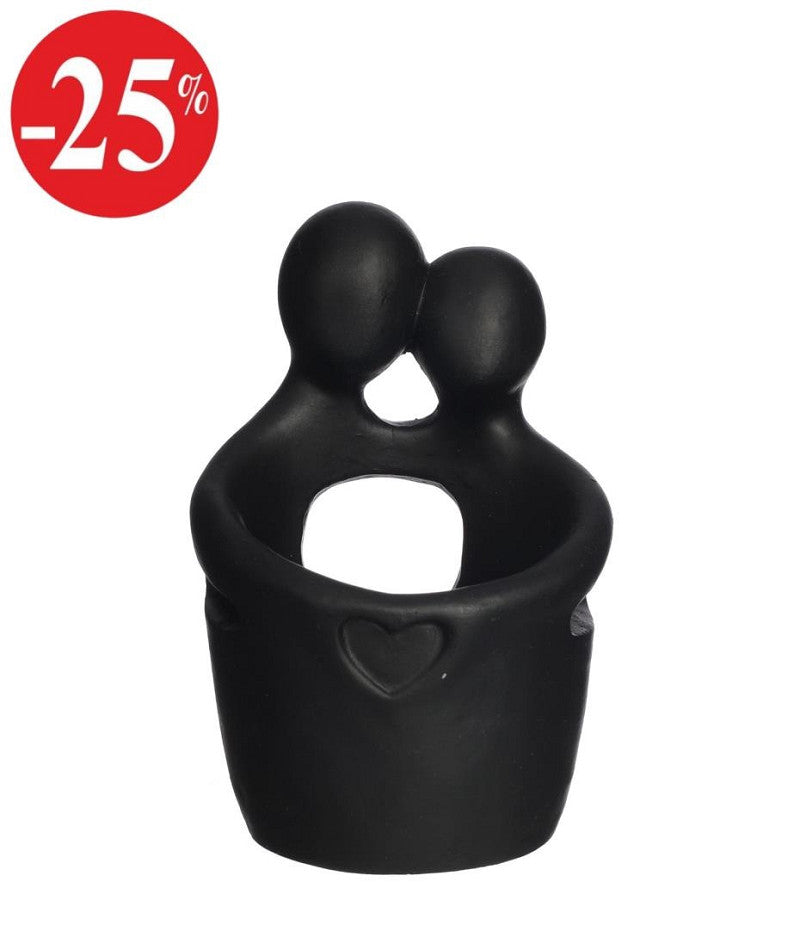 Embrace pot for tealight l.8,7 w.8,7 h.13 cm black