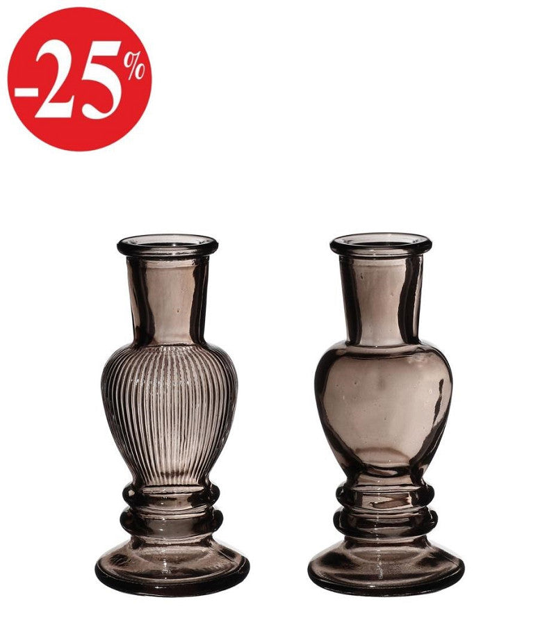 Venice vase candle h.11,3 Ø5 grey 2 ass.