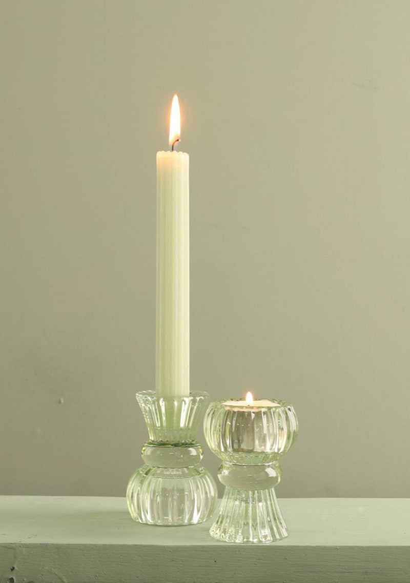 Duo candle holder Nora Ø6 x h.8 cm light green