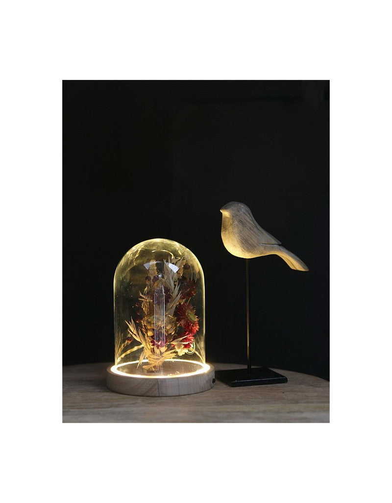 LED dome with wooden base Ø12 h.16.5 cm