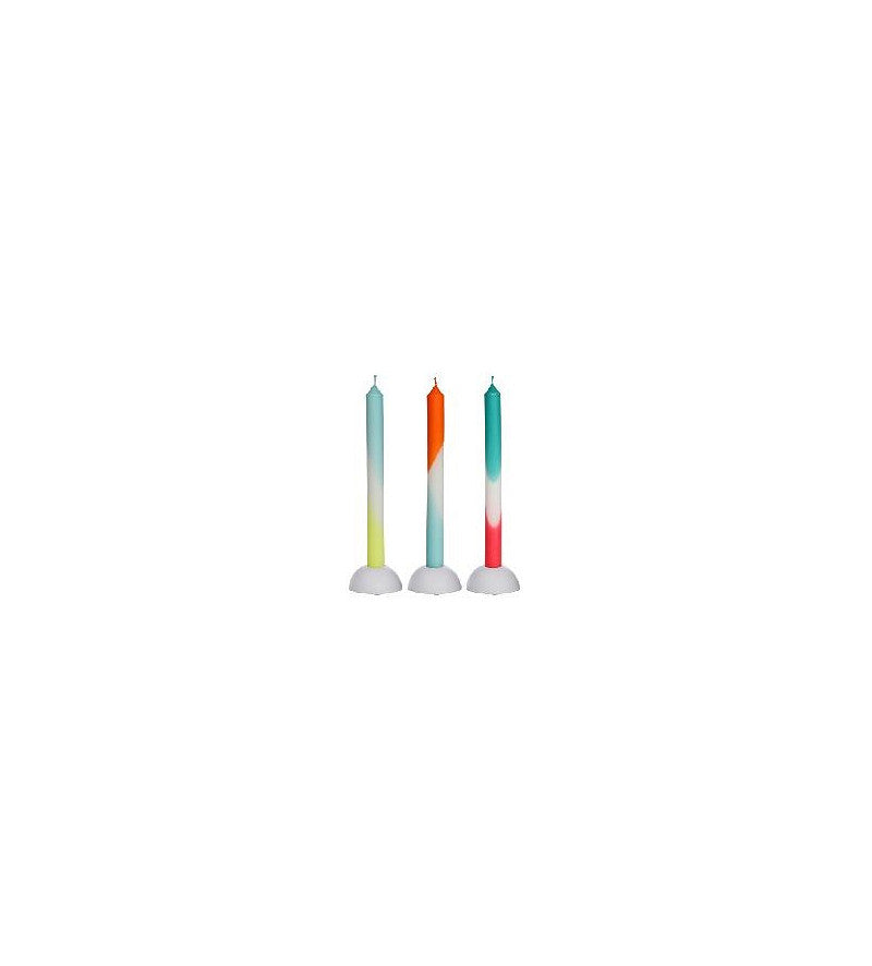 Dip Dye candle h.24 Ø2.2 cm set 3 blue-red-yellow