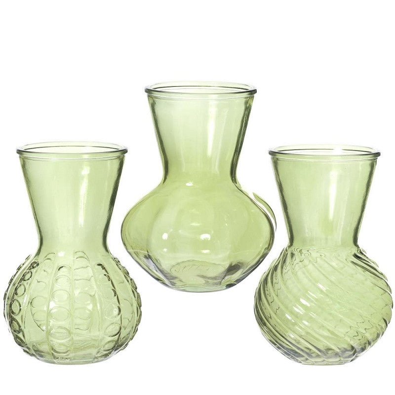 Vase Kristal 3 ass. Ø13 h.18 cm light green