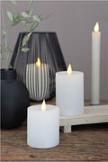 LED Rustic Pillar Candle Ø7 h. 10 cm White w. timer