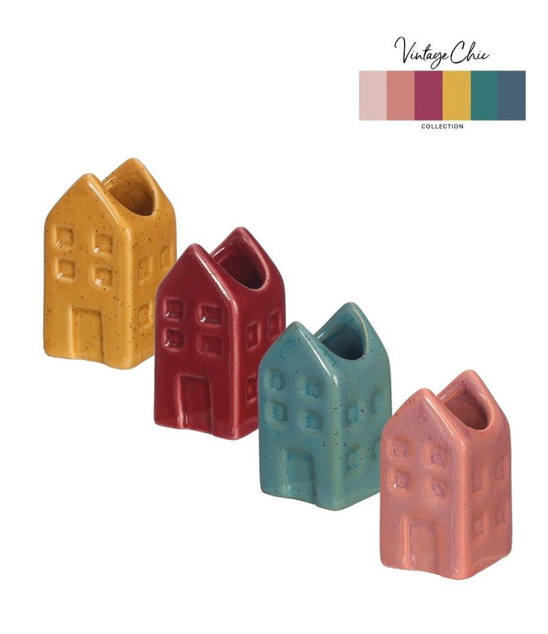 Flowervase house Amsterdam vintage chic 4 ass colour l.3 w.3 h.6 cm