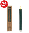 LED honeycomb candle set/2 Ø2.2 h. 25cm Moss Green w. timer