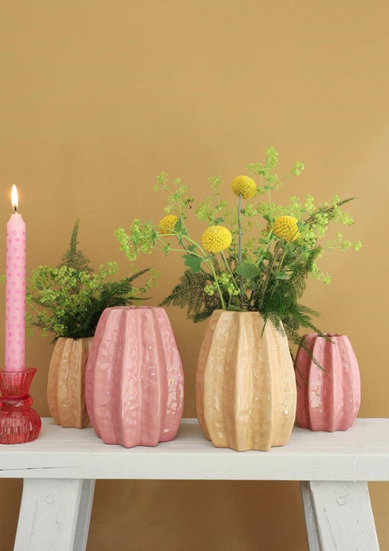 Carambola Vase Ø8,5 x h.11 cm 2 ass pink/clay