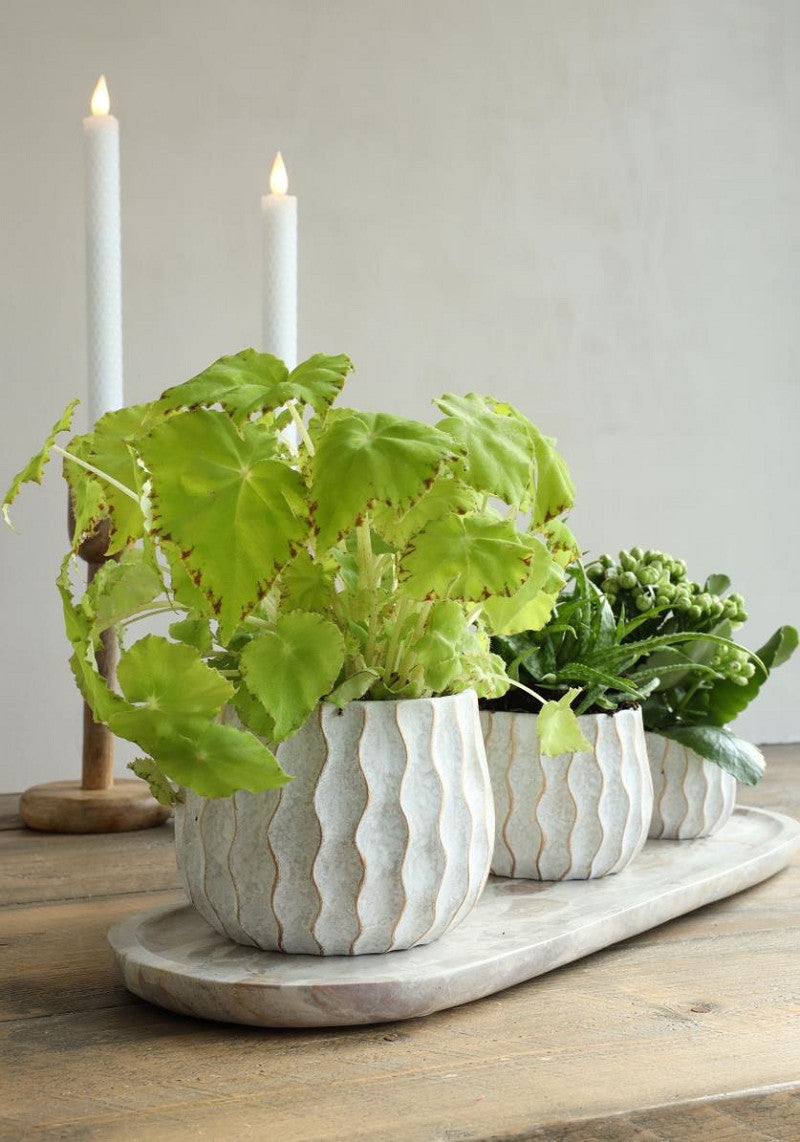 Wave pot cement Ø14,5 h.11 cm creme gold
