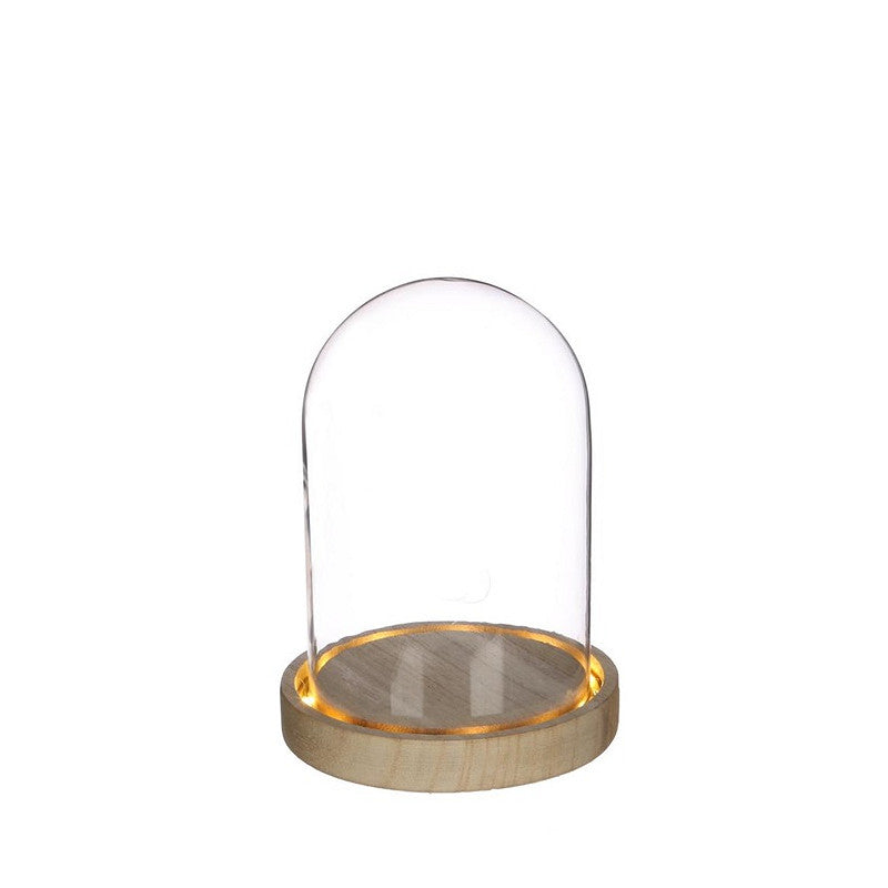 LED dome with wooden base Ø12 h.16.5 cm