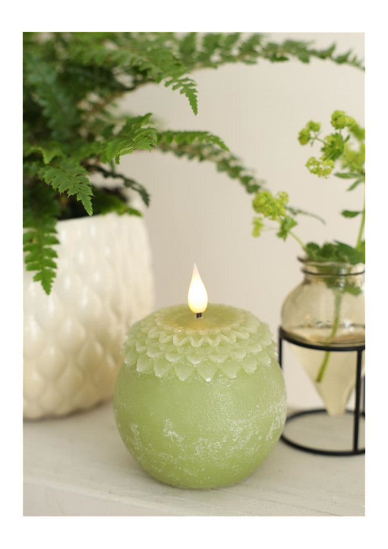 Ideas 4 Seasons LED wax flower pearl Ø9 h.12 cm dusty green