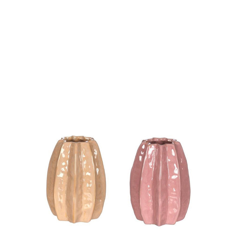Carambola Vase Ø8,5 x h.11 cm 2 ass pink/clay