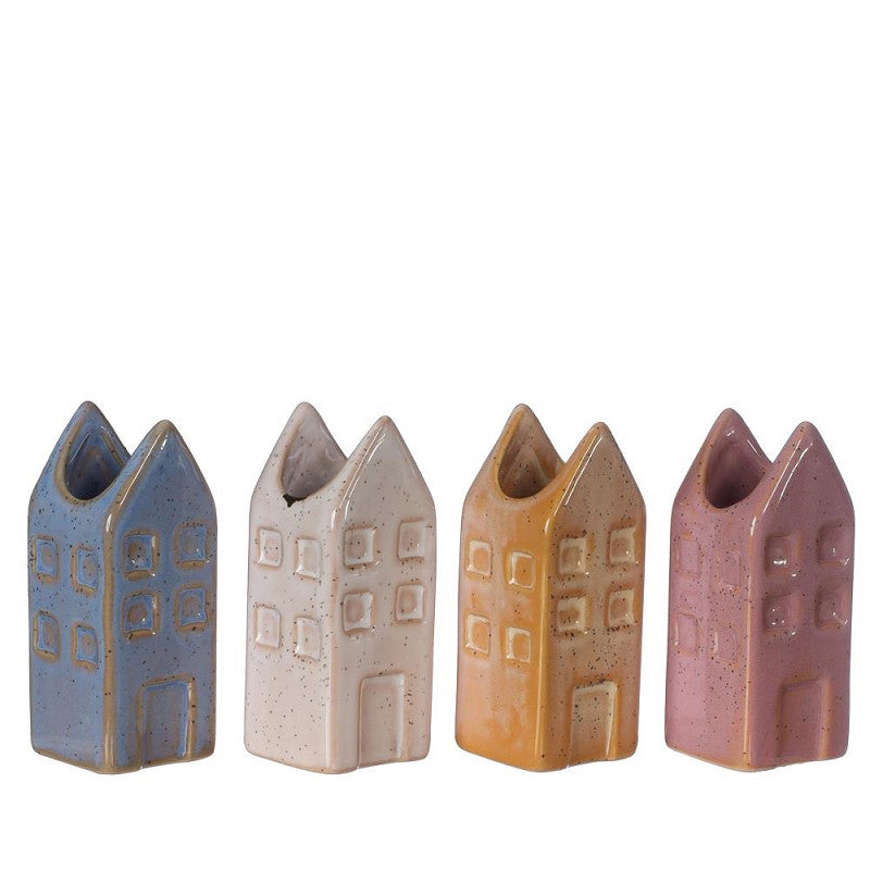 Flowervase houses Amsterdam medium l.3 w.3 h.8cm 4 ass. color