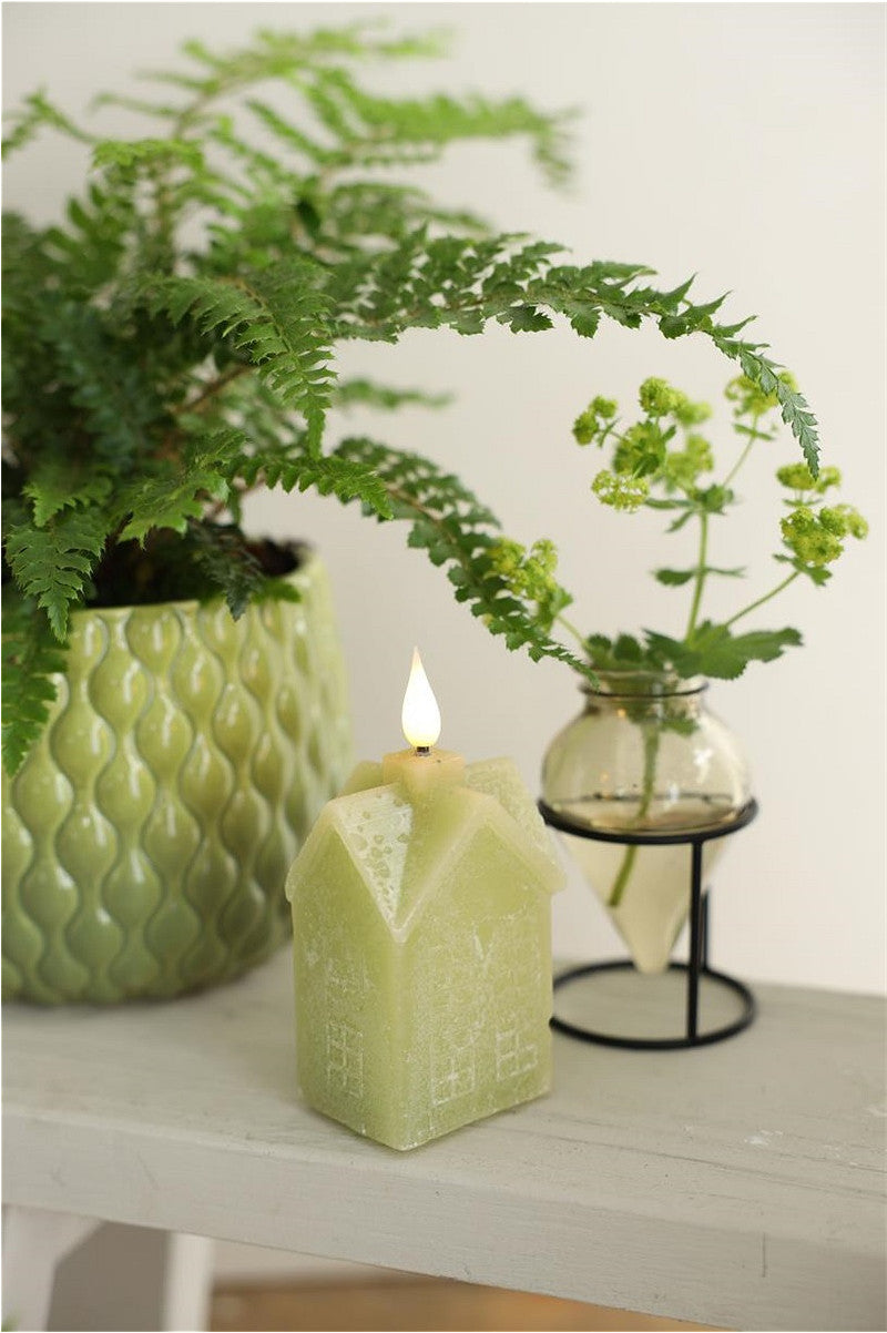 Ideas 4 Seasons LED wax house l.6,3 w.5 h.12 cm dusty green