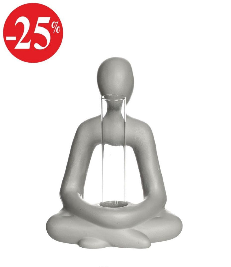 Embrace pot with tube l.11,5 w.7,3 h.15,2 cm grey