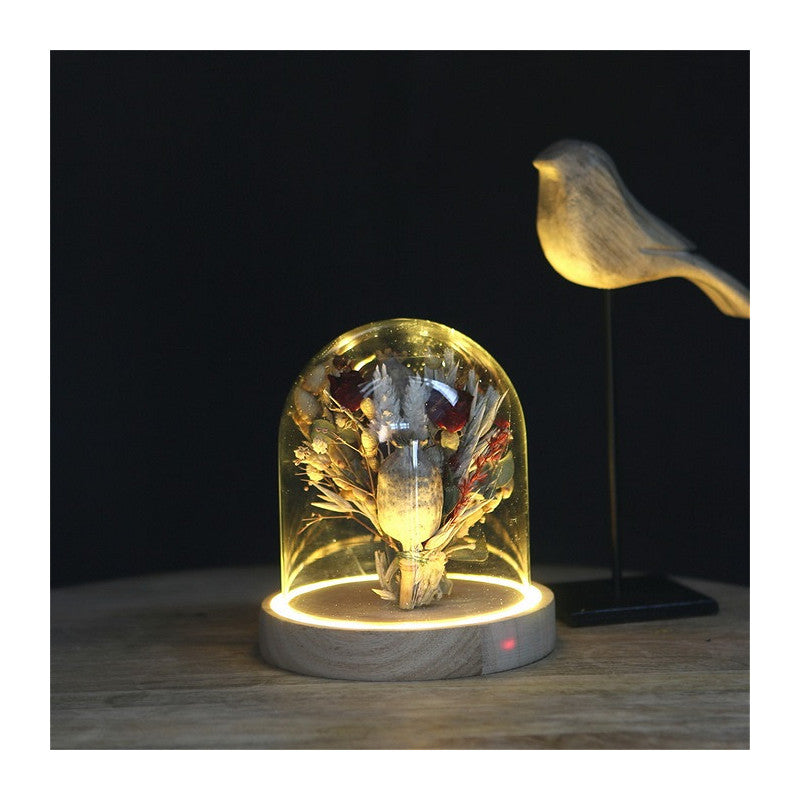 LED dome with wooden base Ø12 h.13.5 cm