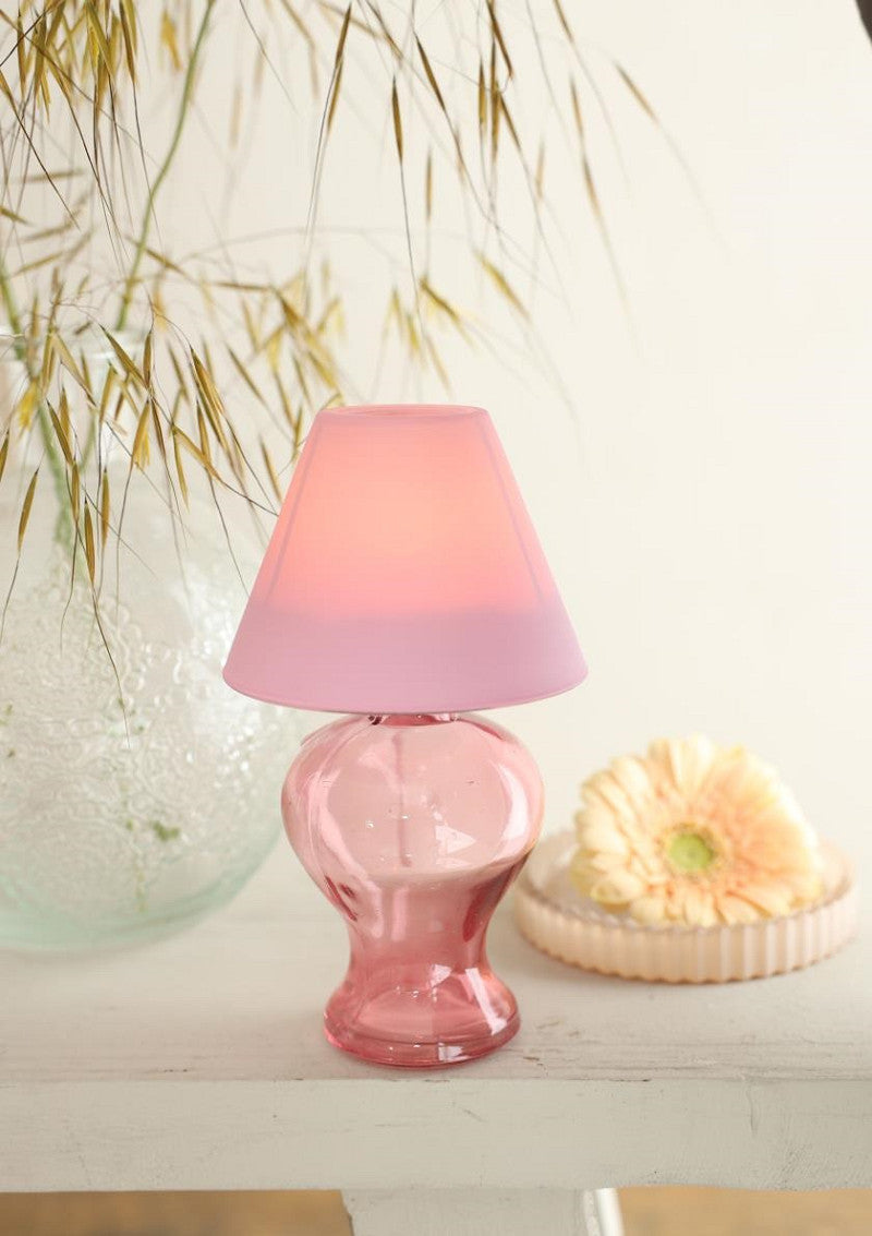 Glass lamp Amber for tealight Ø9 h.16 cm soft pink