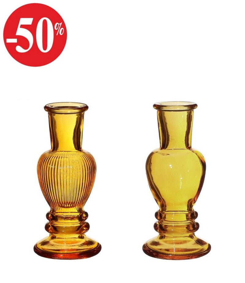 Venice vase candle h.11,3 Ø5 ocre 2 ass.