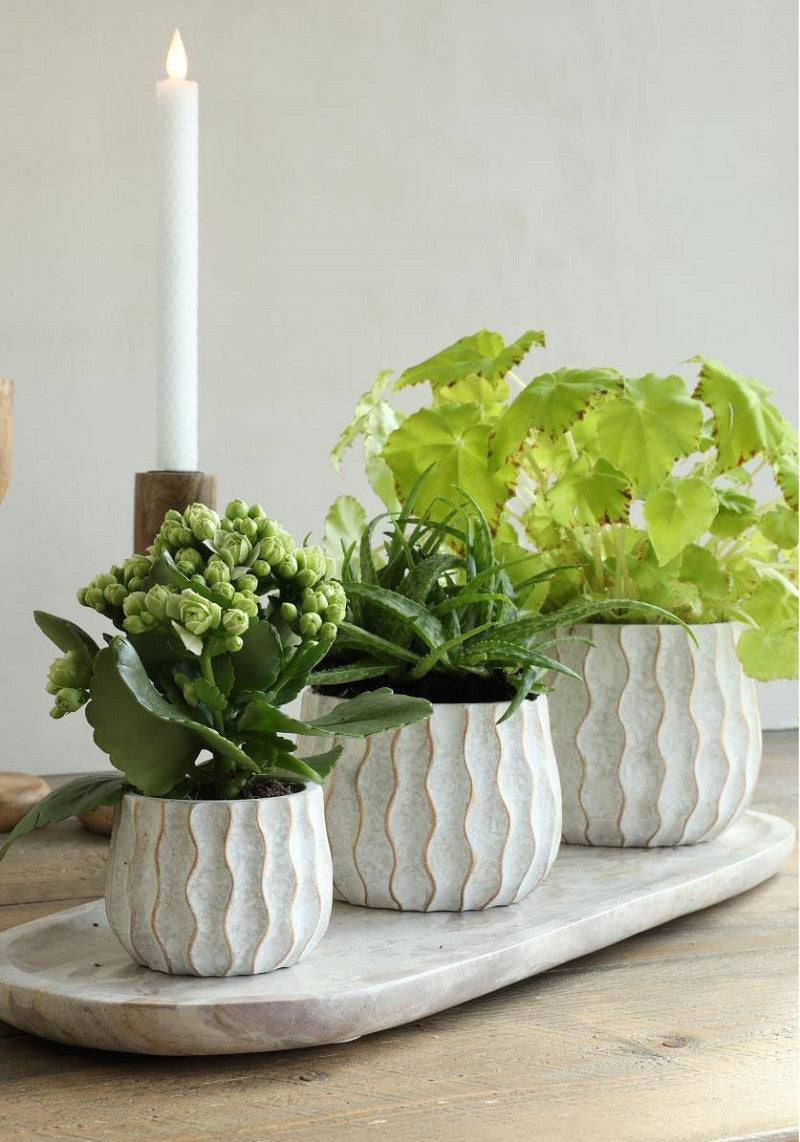 Wave pot cement Ø14,5 h.11 cm creme gold