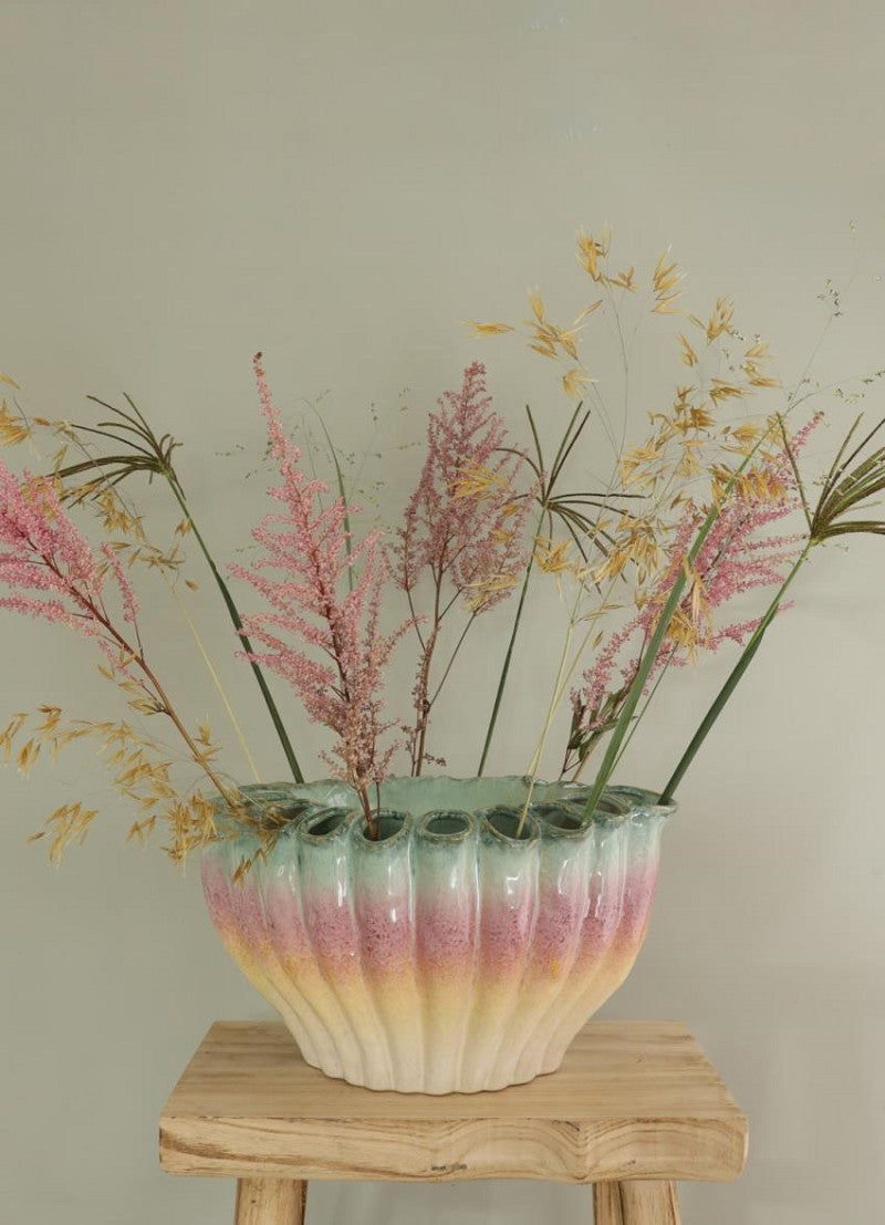 Rainbow Flower bowl vase L L.36,7 x W.25 x H.20,4