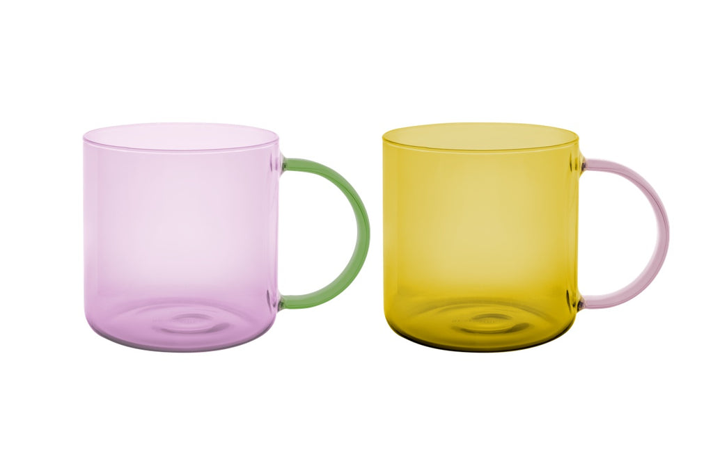 Glass mugs 'Fred' rose-yellow, set of 2