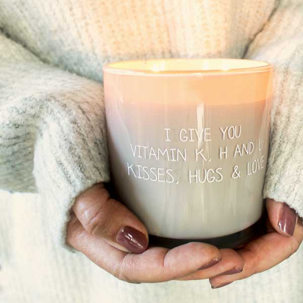 SALE My Flame Lifestyle Scented soy candle in glass jar Sand I give you vitamin K,H & L: kisses, hugs & love — My Flame