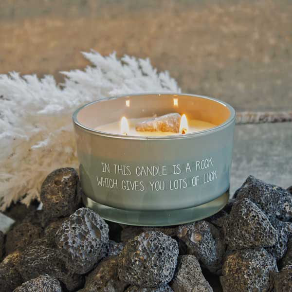 SALE My Flame Lifestyle Scented soy candle in glass jar with crystal Green In this candle is a rock which gives you lots of luck — My Flame