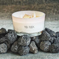 SALE My Flame Lifestyle Scented soy candle in glass jar with crystal White You rock — My Flame